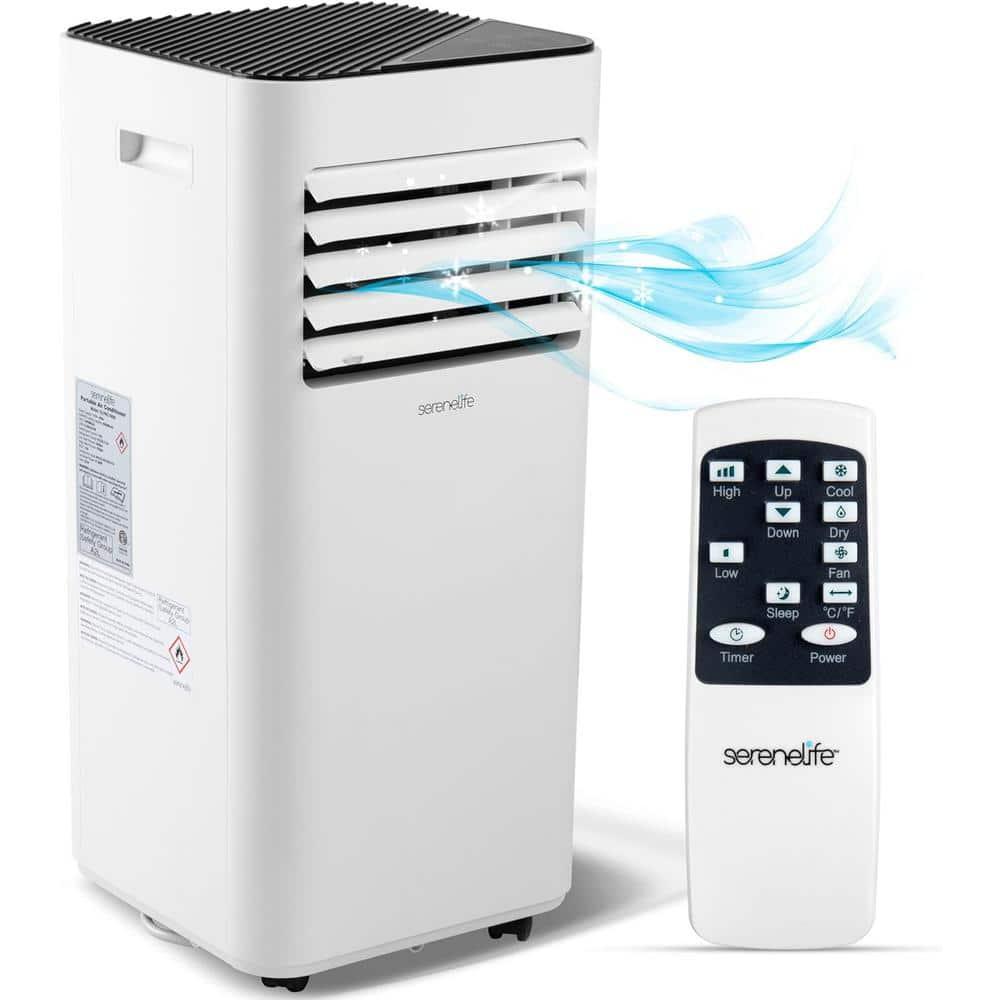 SereneLife Serenelife 8000 BTU Portable Air Conditioner - 3-In-1 Compact Standing Air Conditioner For Room Up To 300 Sq. Ft. - Floor AC Unit With Remote Control - Universal Casters, Window Mount Kit