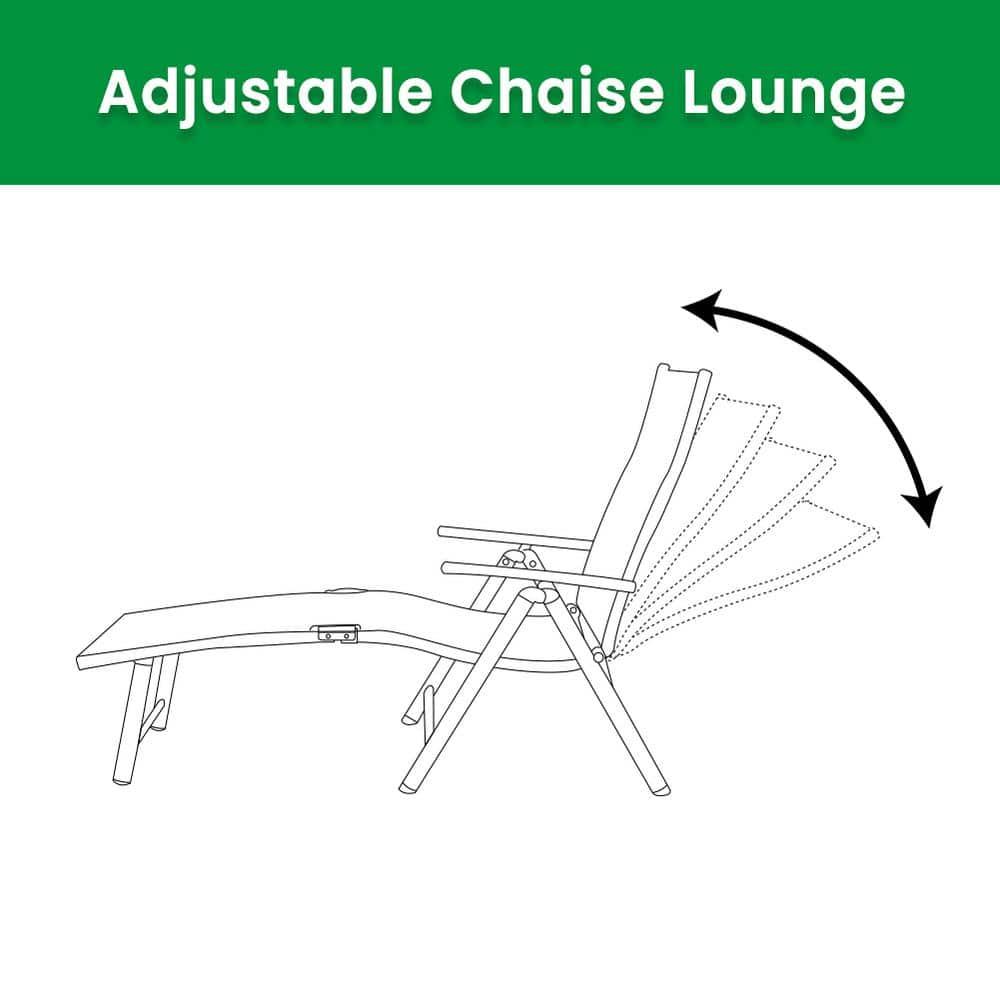 2pc Outdoor Aluminum Adjustable Chaise Lounges - Black/Gray - Crestlive Products: Foldable, Weather-Resistant, No Assembly Required