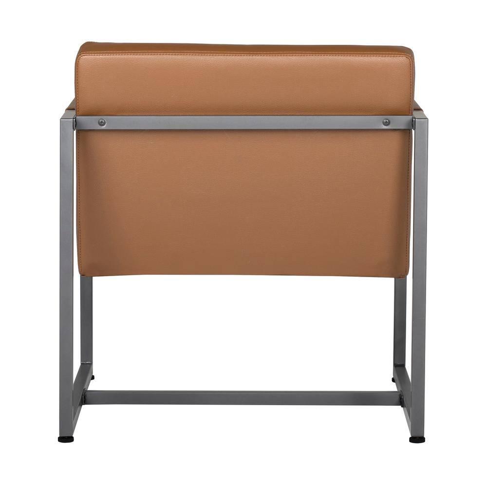 Camber Accent Chair Caramel: Studio Designs Home, Faux Leather, Metal Frame, Mid-Century Design, 250lb Capacity