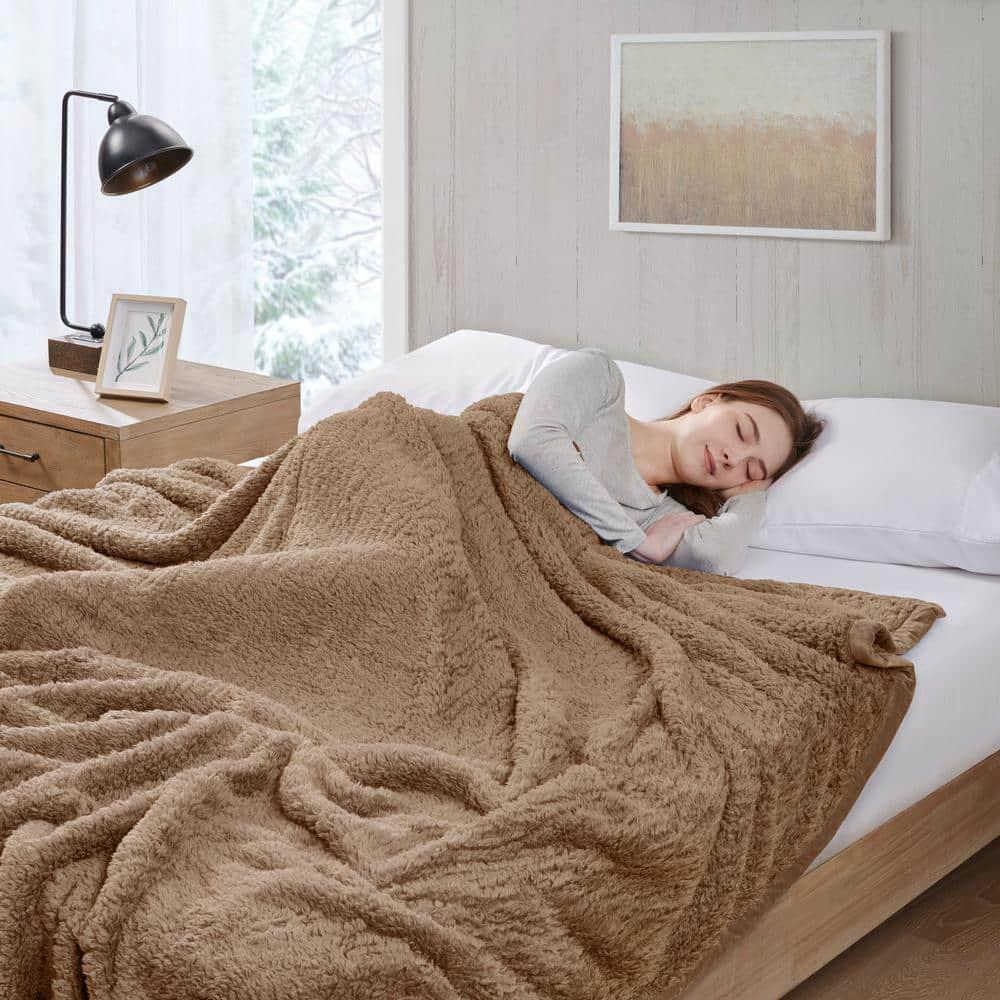 Twin Burlington Berber Bed Blanket Brown: Woolrich Velvet Transitional Style, OEKO-TEX Certified