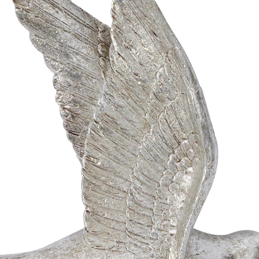 DecMode Silver Polystone Metallic 3D Sculpted Bird Wall Decor (3 Count)