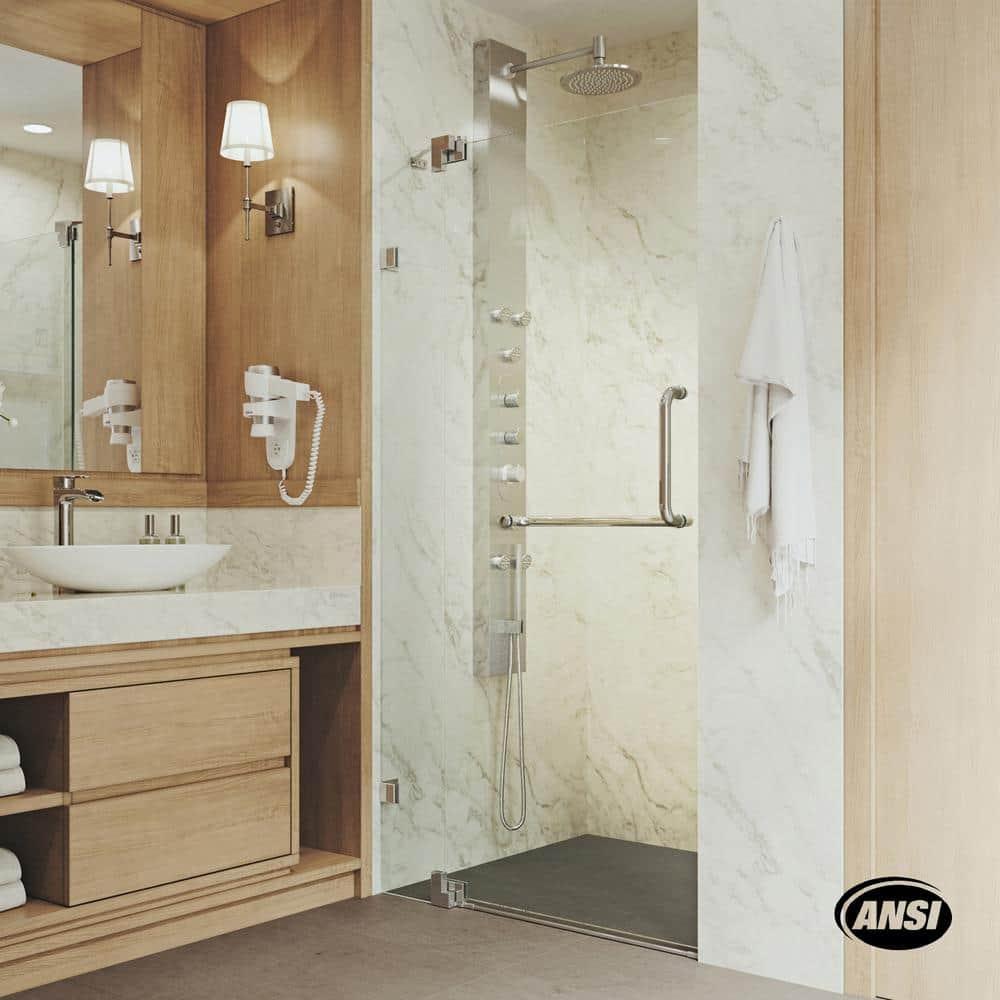 Pirouette 30-36" W x 72" H Pivot Frameless Shower Door with 3/8" Clear Glass