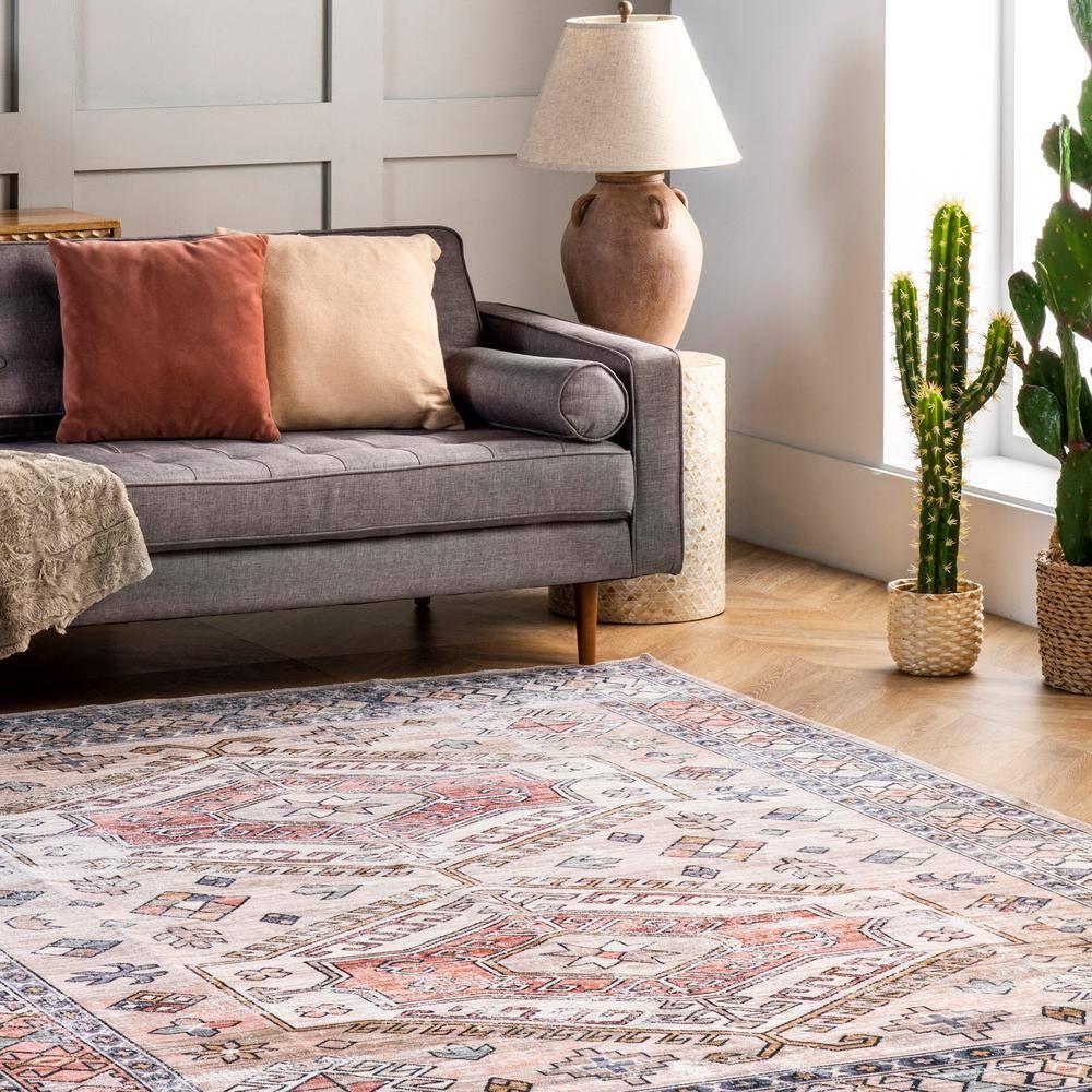 Nuloom Mae Motif Pet Friendly Machine Washable Area Rug, 3' x 5', Peach