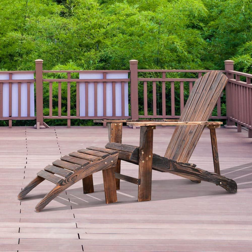Wood Adirondack Chair with Ottoman