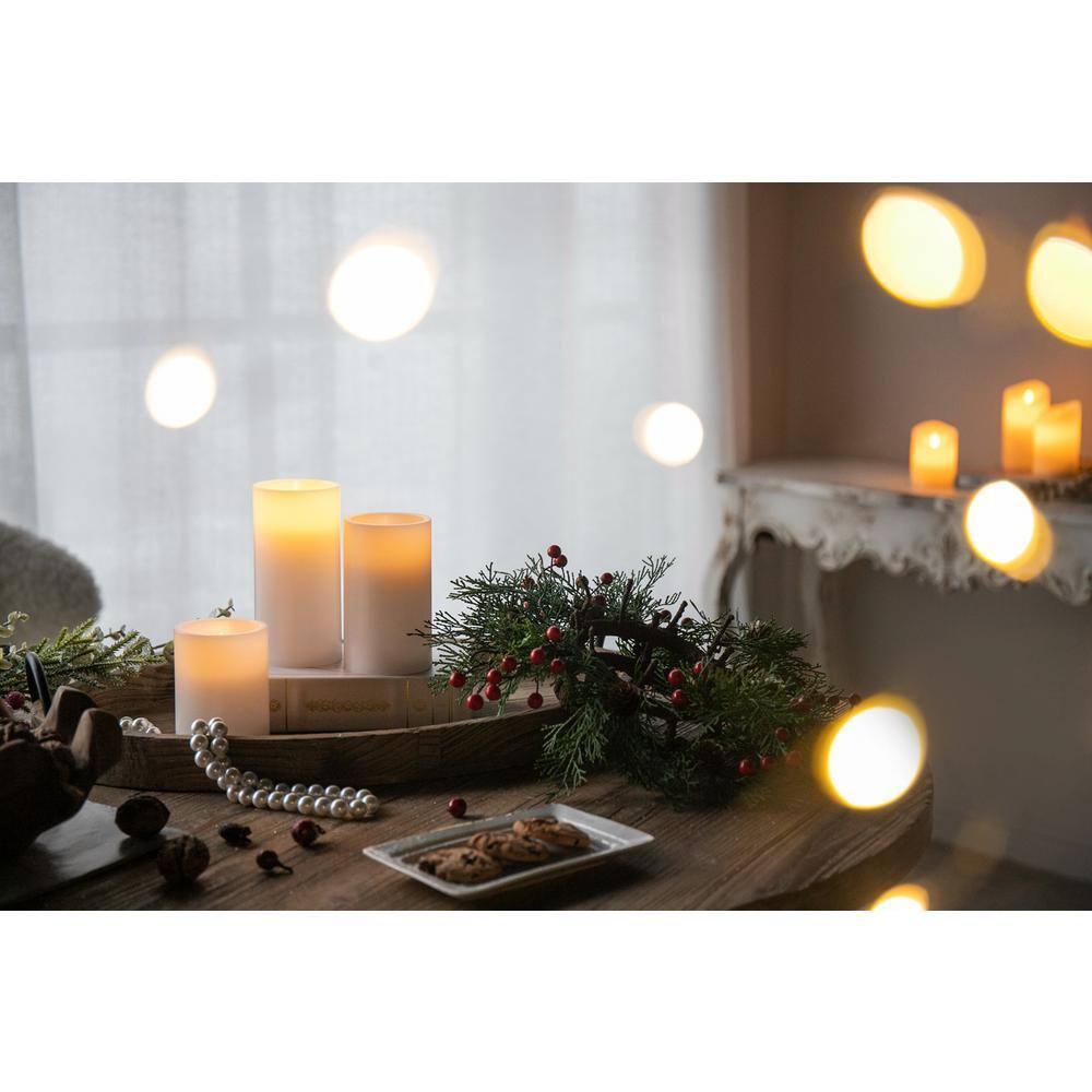 Gzxs Flameless LED Candles Set of 3, Realistic Pillar Candles with Remote and Timer, Battery Operated Candles for Room Fall Decor Wedding Christmas Decorations (White)