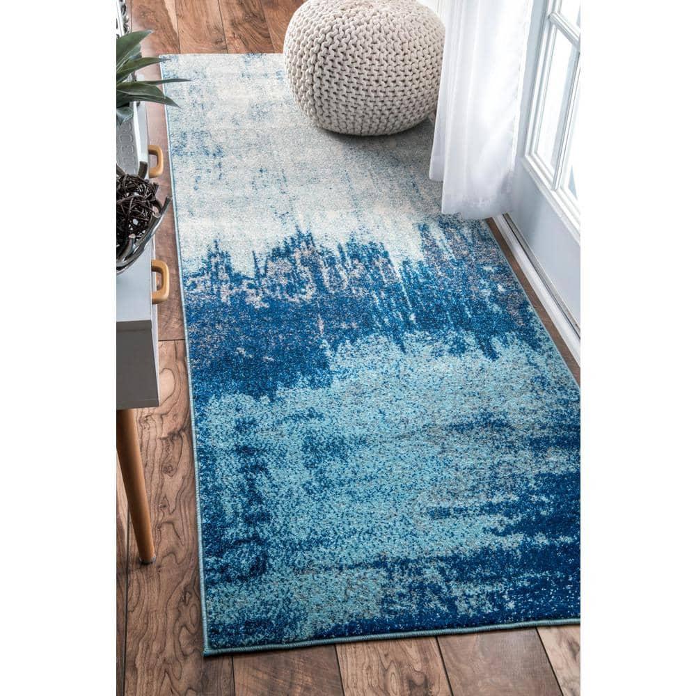 Nuloom Alayna Abstract 2x3 Accent Indoor Area Rug for Living Room Bedroom Dining Room Entryway Kitchen, Blue/Ivory