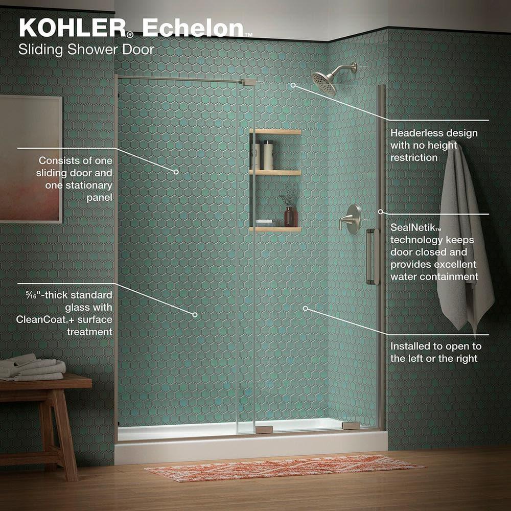 Echelon Sliding Shower Door, 71-3/4 In. H X 55-3/4 - 59-3/4 In. W, With 5/16 In. Thick Crystal Clear Glass
