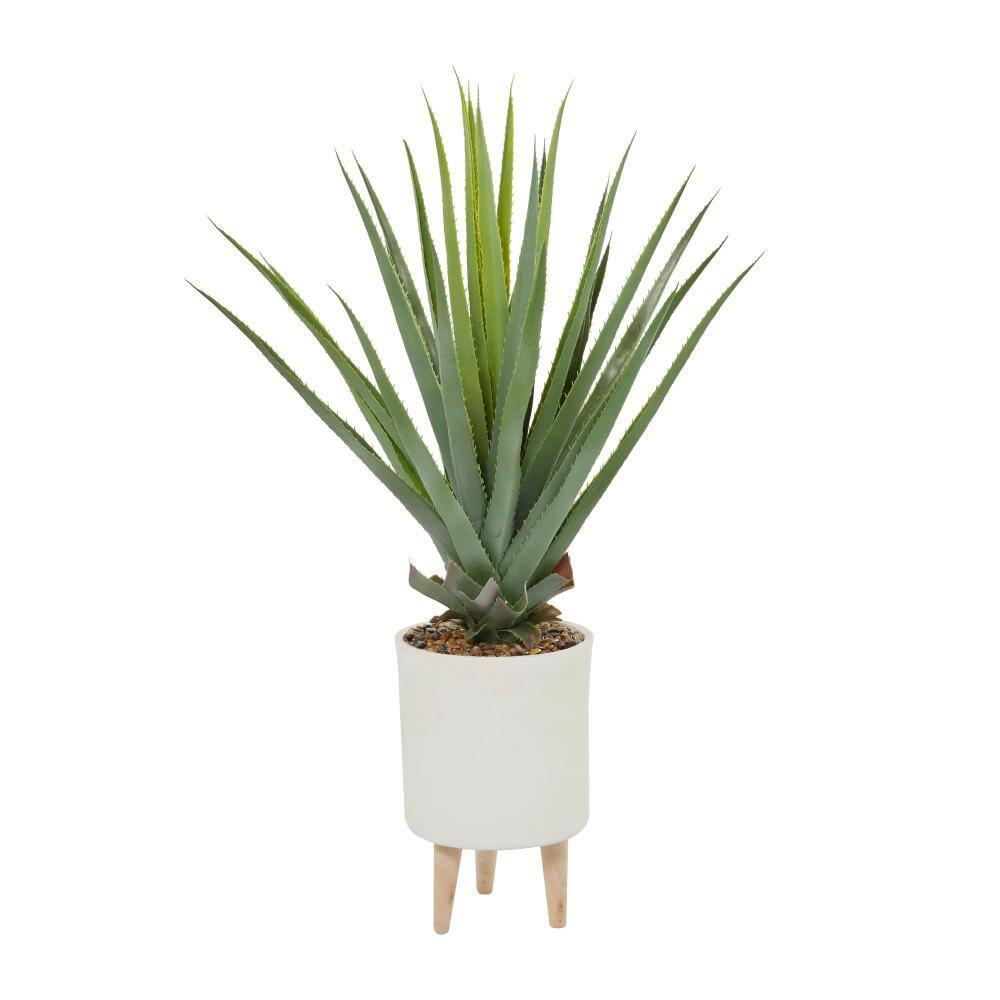 DecMode 42" Artificial Agave Plant in Realistic Leaves and White Ceramic Pot
