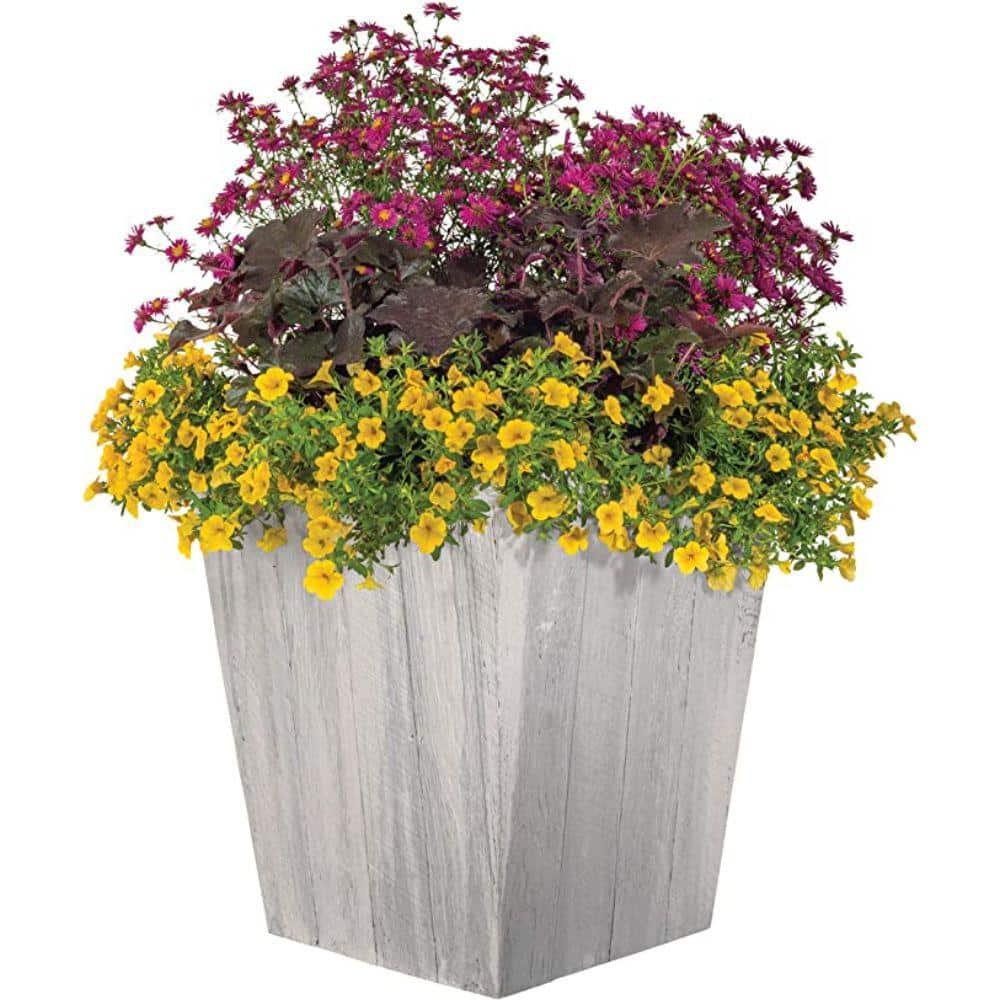 Suncast Suncast Farmington Decorative Rustic Wood Finish Garden Planter
