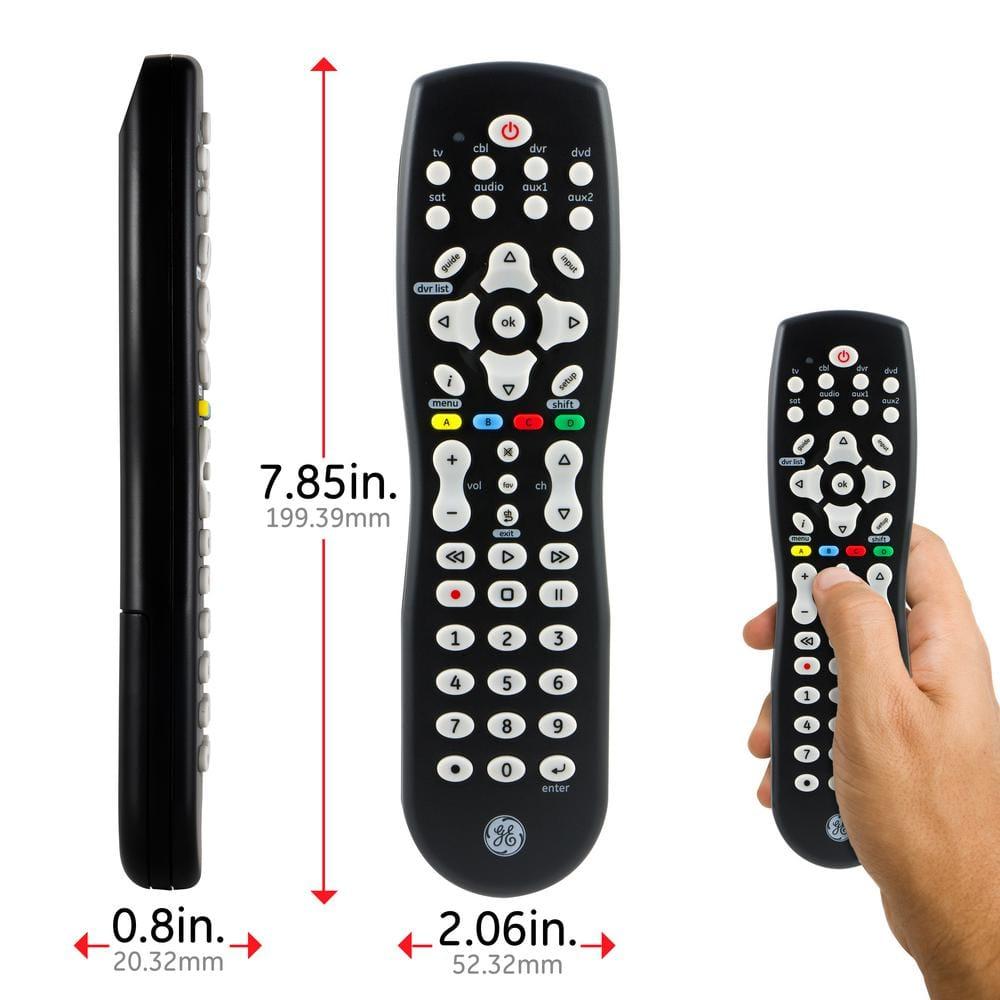GE 8-Device Universal TV Remote Control in Black, 33715