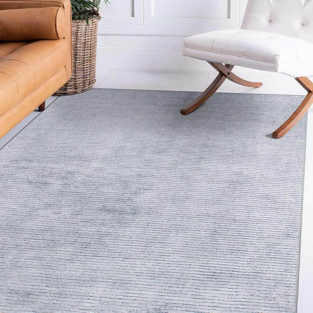 World Rug Gallery Contemporary Distressed Stripe Machine Washable 3'3"x5' Gray Area Rug