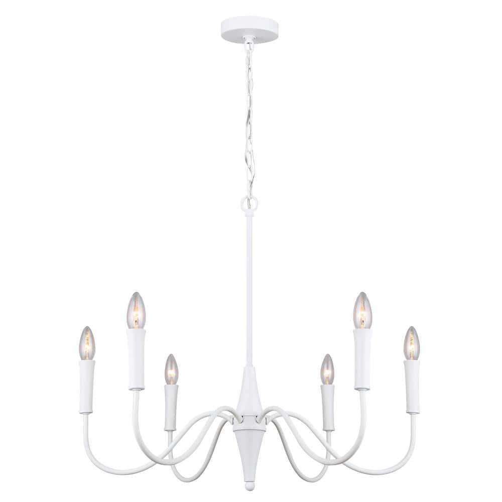Canarm  6 Light Chandelier matte white with optional gold sleeves