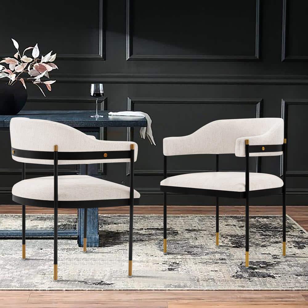 Lia Modern Boucle Upholstered Dining Armchair Cream - Manhattan Comfort