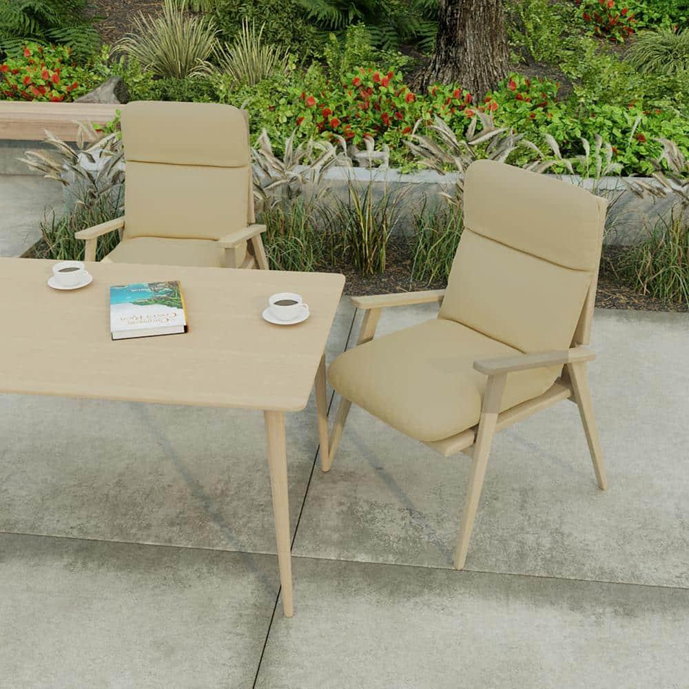 Jordan Manufacturing 45" x 22" Antique Beige Solid Rectangular Outdoor Chair Cushion with Ties and Hanger Loop