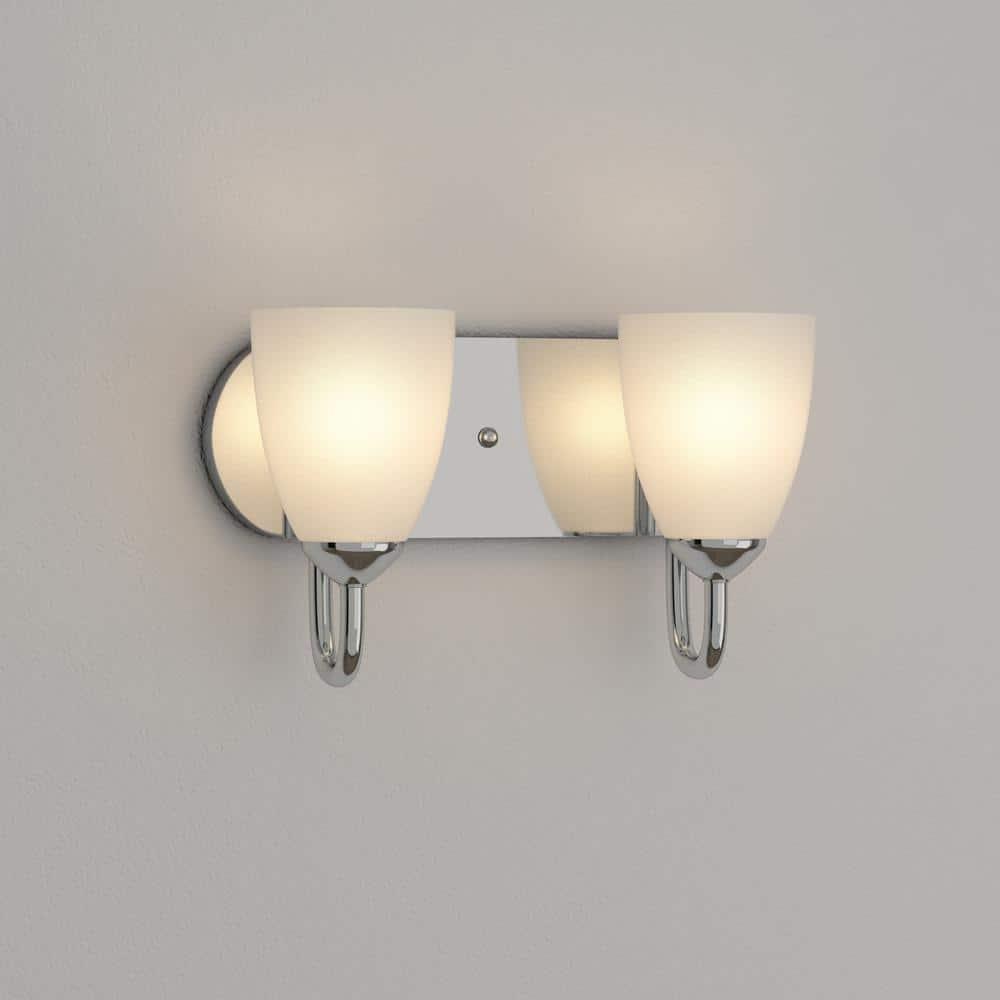 Progress Lighting Gather Collection 2-Light Bath Bracket, Polished Chrome, Etched Glass Shades