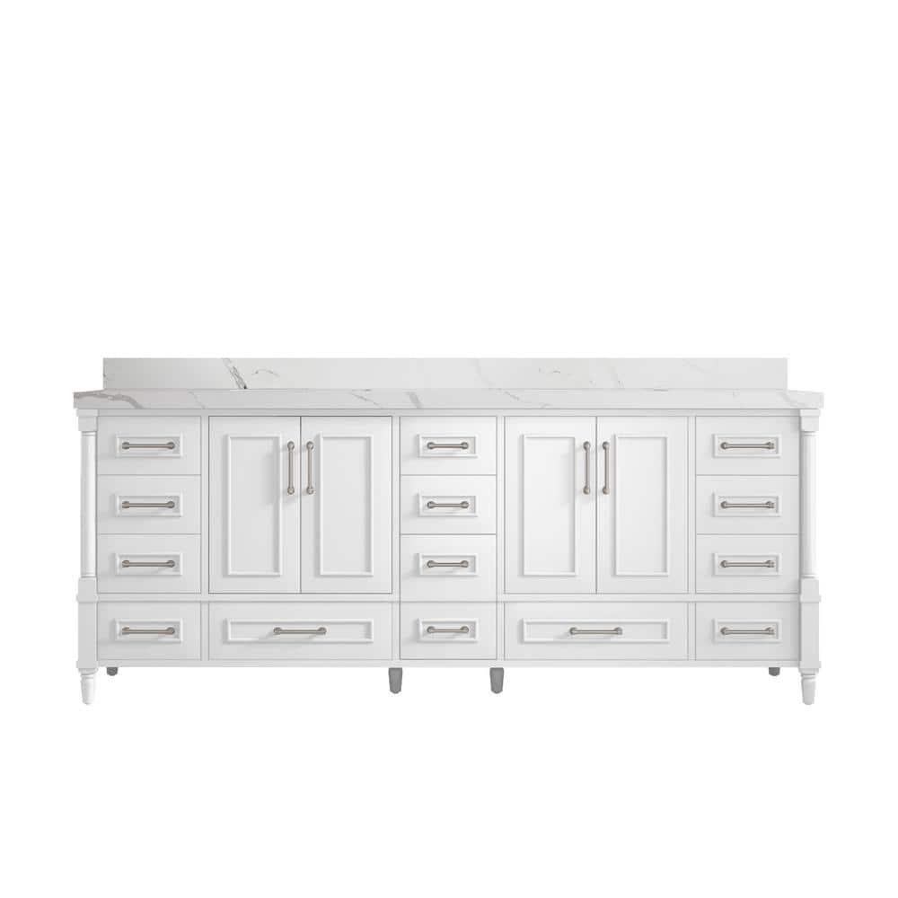 Willow Collections Aberdeen 84'' Double Bathroom Vanity with Quartz Top