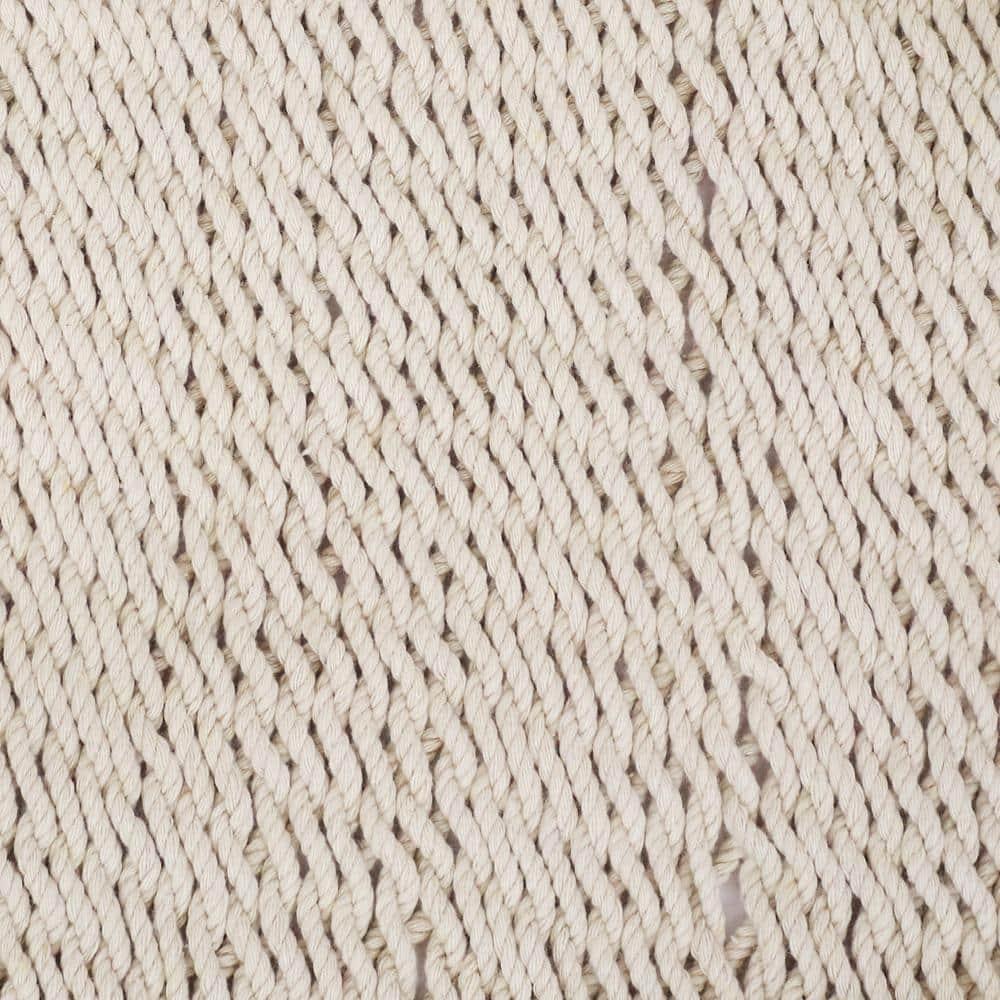 Sunnydaze Heavy-Duty 2-Person Woven Polyester Style Hammock with Crocheted edges and Wooden Spreader Bars - 600 lb Weight Capacity - Natural