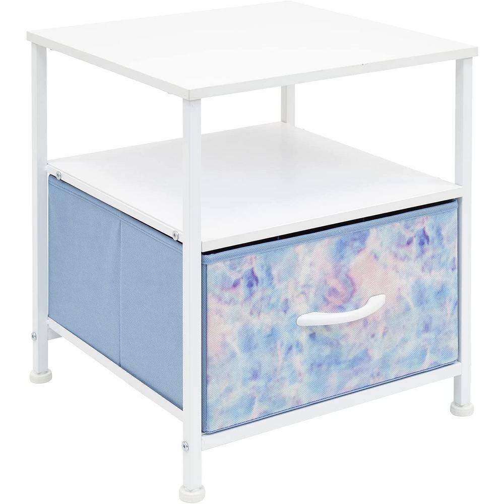 Sorbus Sorbus 1 Drawer and Shelves Nightstand with Steel Frame, Wood Top & Fabric Bins in Tie Dye