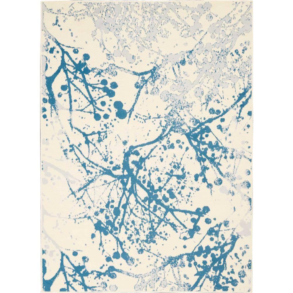 Nourison Jubilant 4' x 6' Ivory/Blue Area Rug Contemporary Artistic Abstract by Nourison