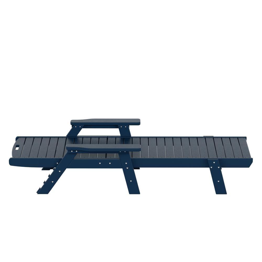 Polytrends Laguna 78" Poly Weather-Resistant Outdoor Chaise Lounge (Set of 2) Navy Blue