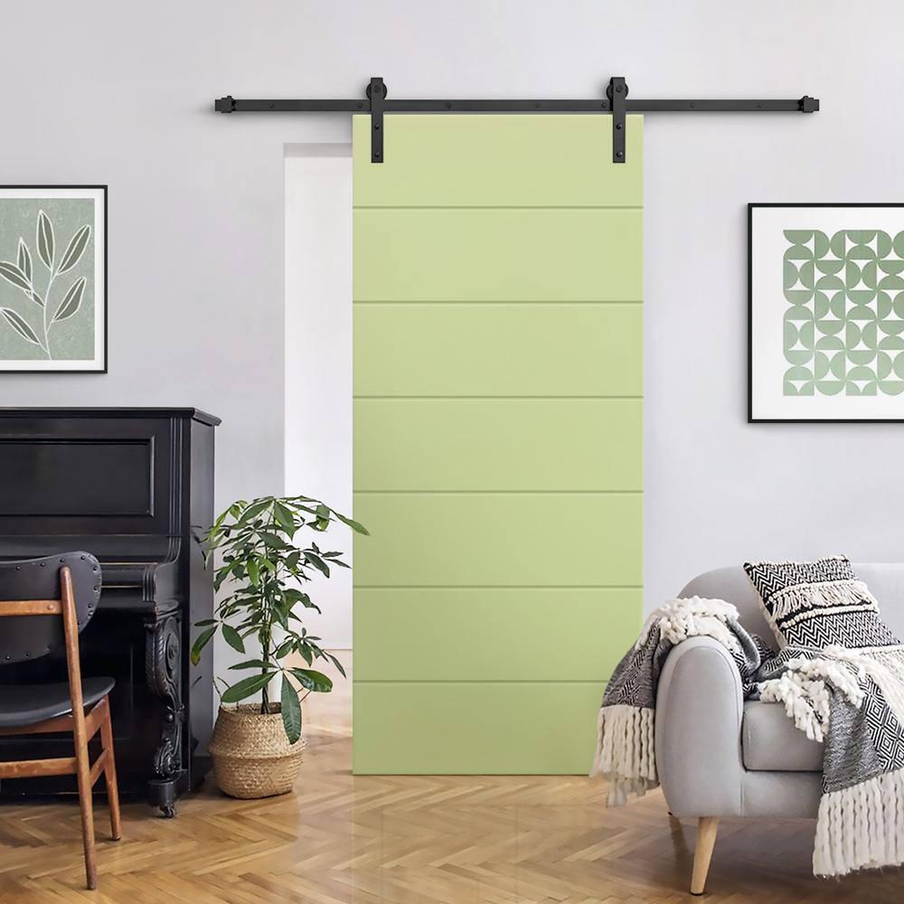 Calhome Hollow Paneled Painted with Installation Hardware Kit Barn Door