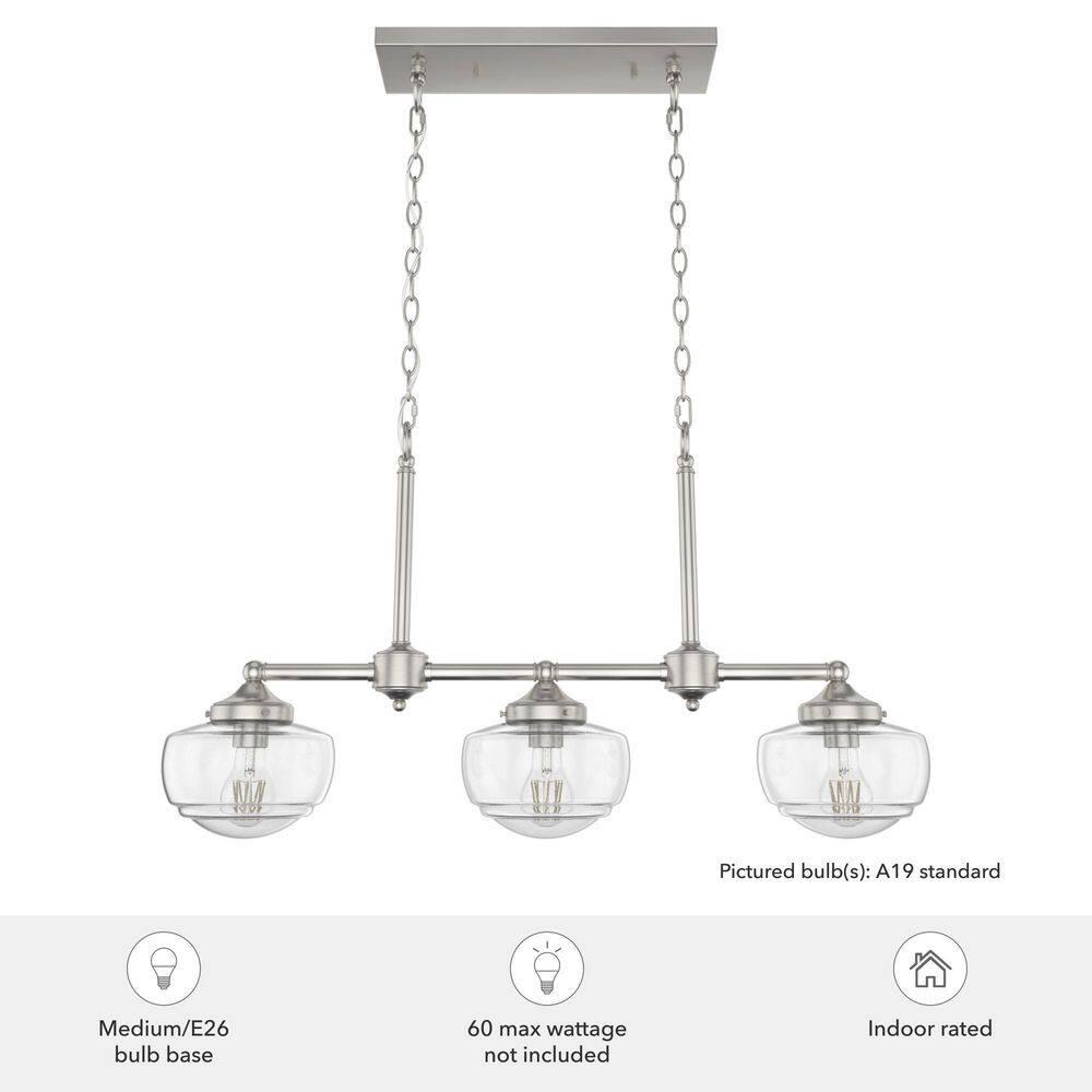 Saddle Creek 3 - Light Kitchen Island Linear Schoolhouse Chandelier