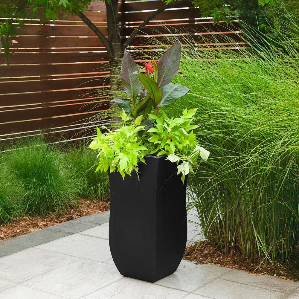 Mayne Valencia Polyethylene Resin 30" Tall Tulip Planter in Black