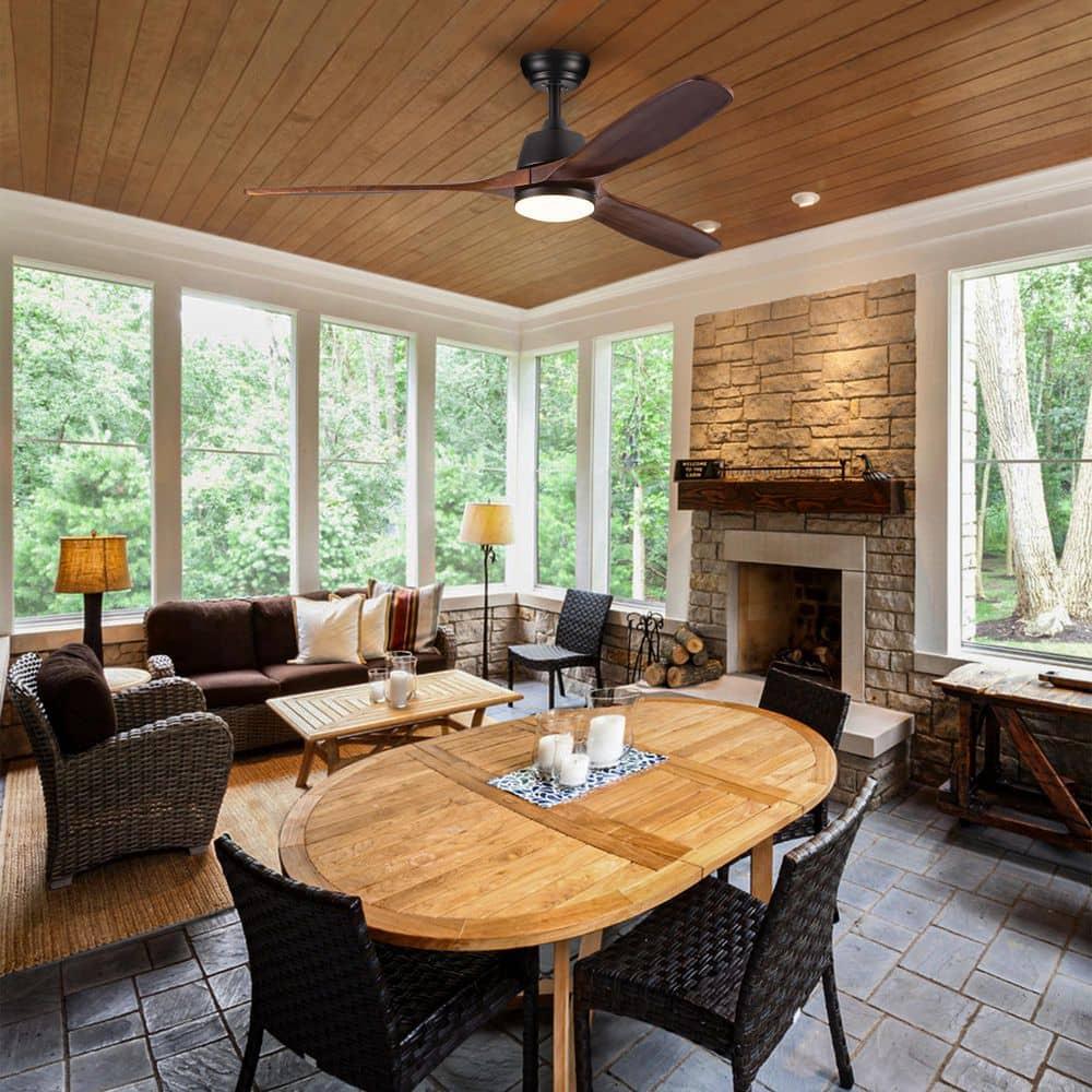 Auravista 52 In. Indoor Medium Red Oak Ceiling Fan With LED Light Bulbs And Remote Control