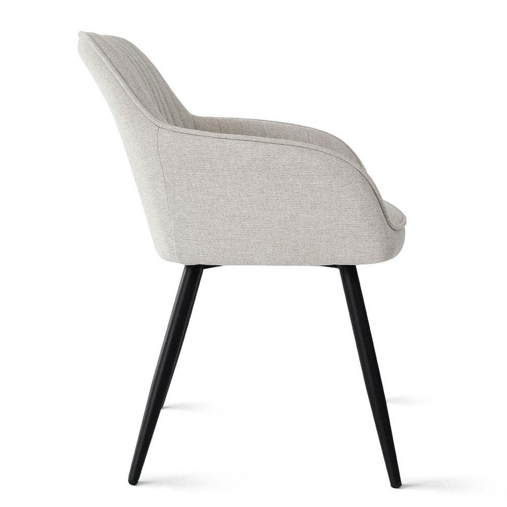 Boston Fabric Dining Chairs Set Of 2,Durable Beige Upholstered Armrest Dining Chairs,Dining Chairs with Backrest and Metal Legs-Maison Boucle