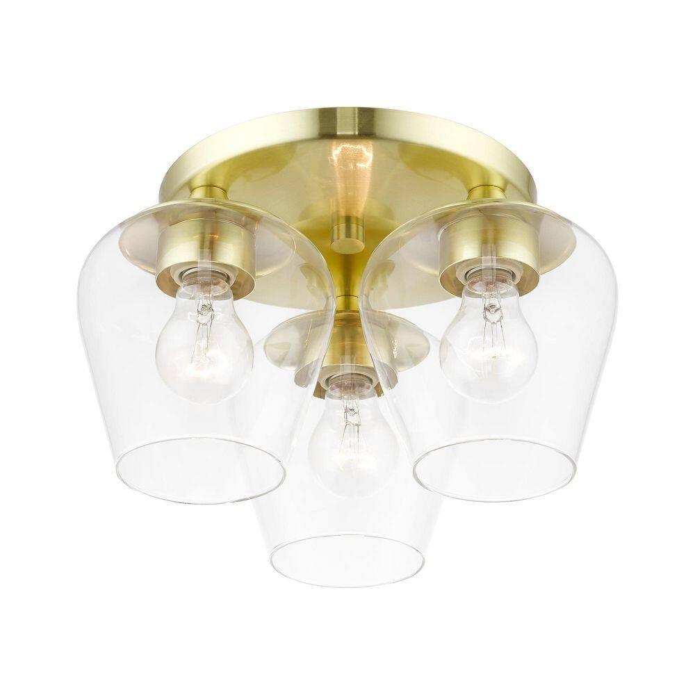 Livex Lighting Willow 3 - Light Flush Mount in Satin Brass