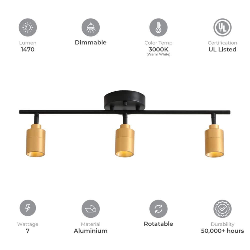 Vidalite Shura 3-Light Integrated LED Track Light with Rotatable Heads, 2 ft. Fixed Track Lighting Kit, 3000k, 1470 Lumens