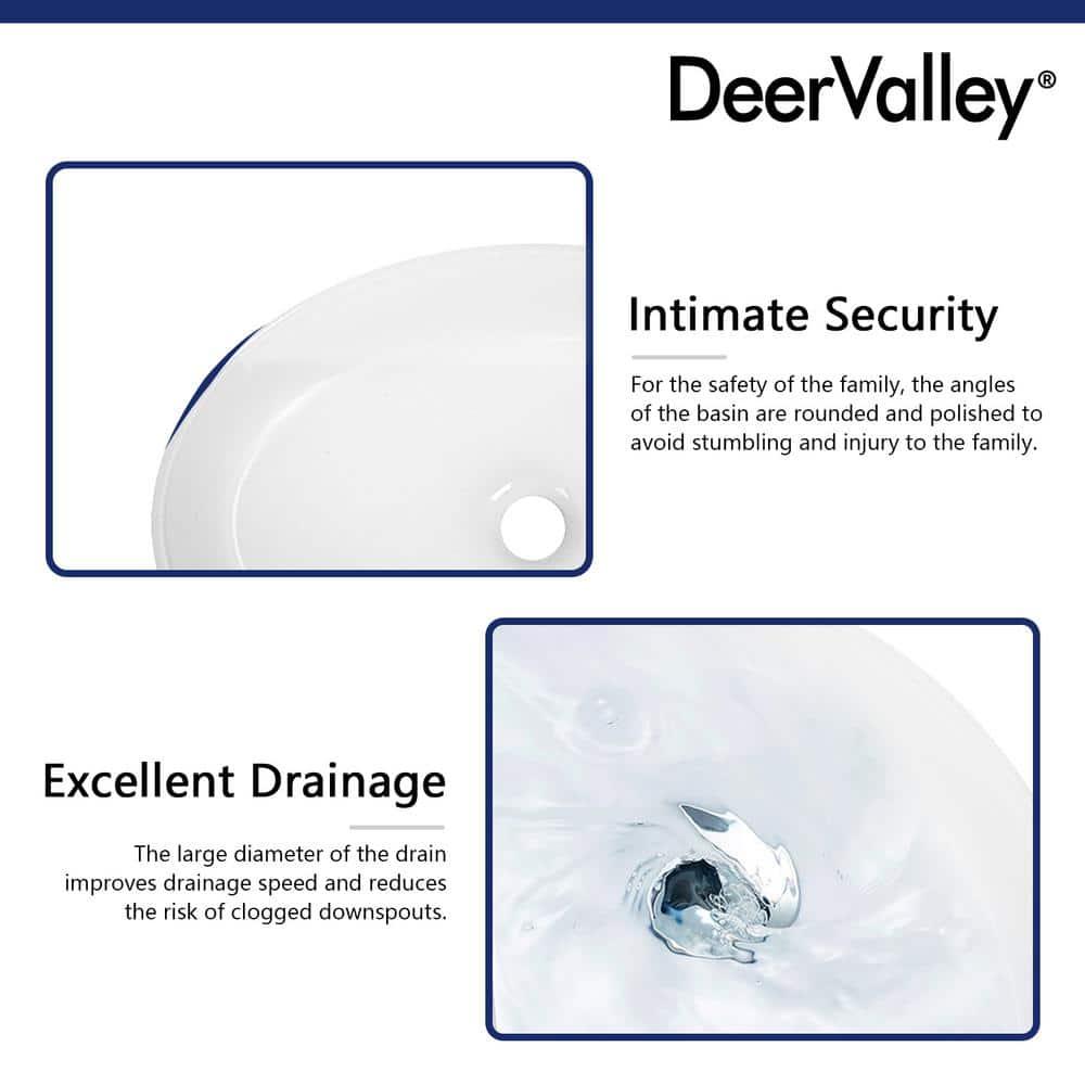 DeerValley 19.7'' x 14'' White Oval Vitreous China Vessel Bathroom Sink