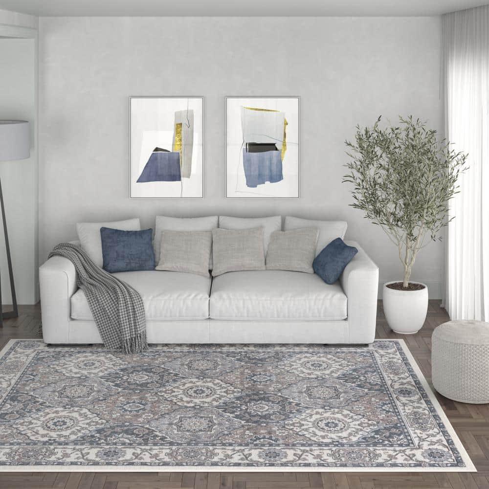 Tayse Madison 5 x 7 (ft) Loomed Polypropylene Cream Rectangular Indoor Floral/Botanical Oriental Area rug