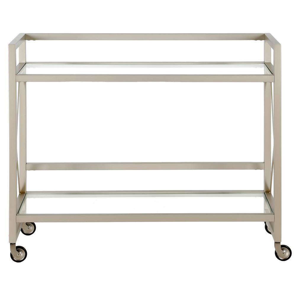 Evelyn&Zoe Contemporary Metal Bar Cart with Glass Shelf