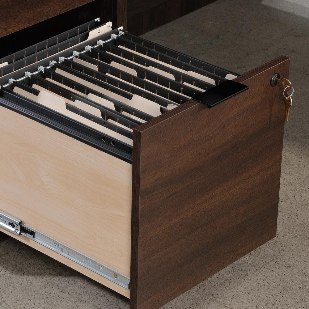 Sauder Palo Alto 60" Engineered Wood L-Shaped Computer Desk in Spiced Mahogany