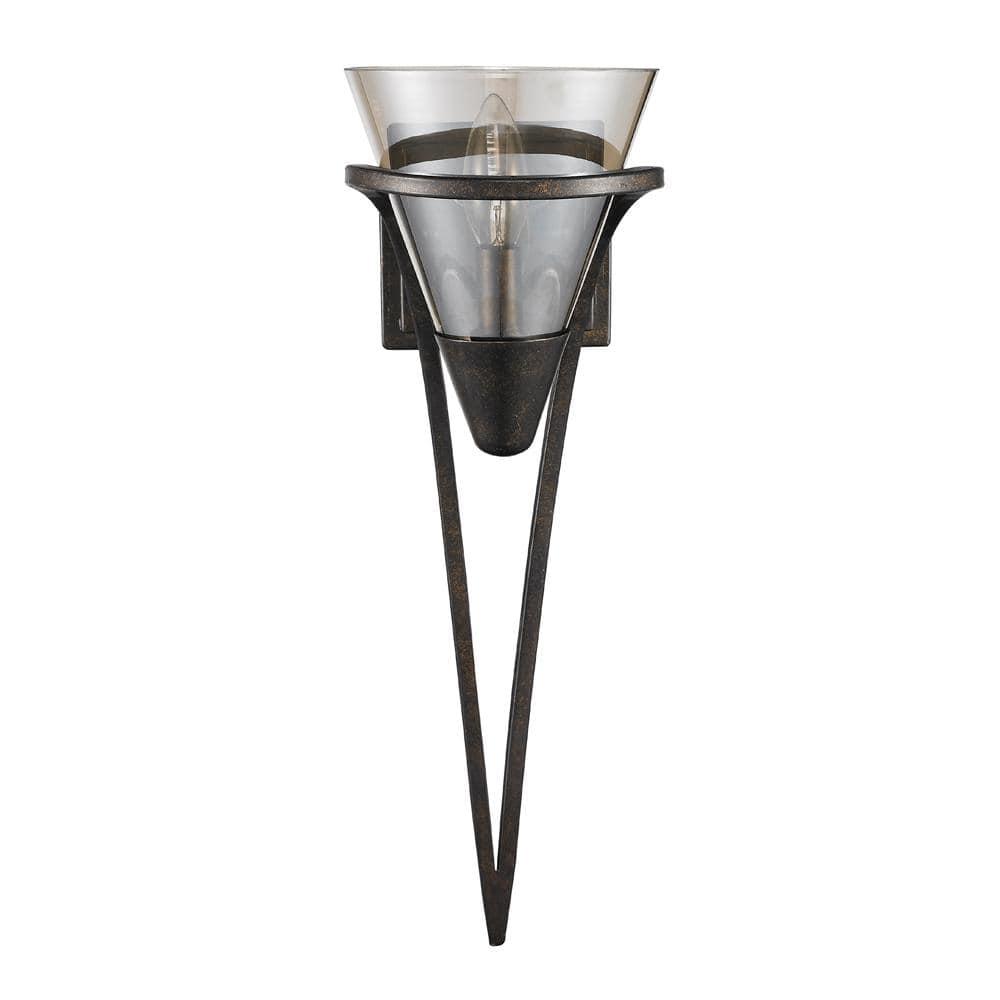 Golden Lighting Olympia 1-Light Wall Sconce in Burnt Sienna with Baltic Amber Glass