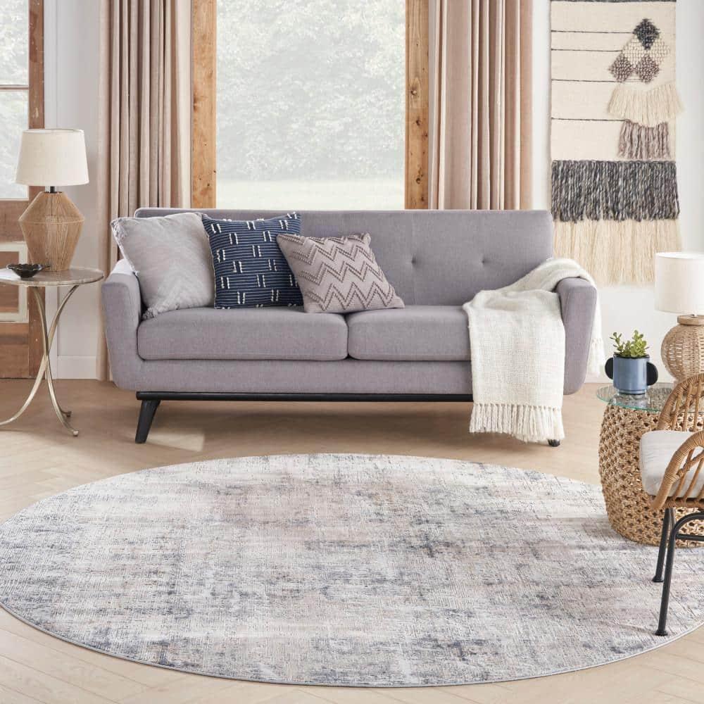 Nourison Rustic Textures Abstract Indoor Area Rug Grey/Beige 7’10” x Round