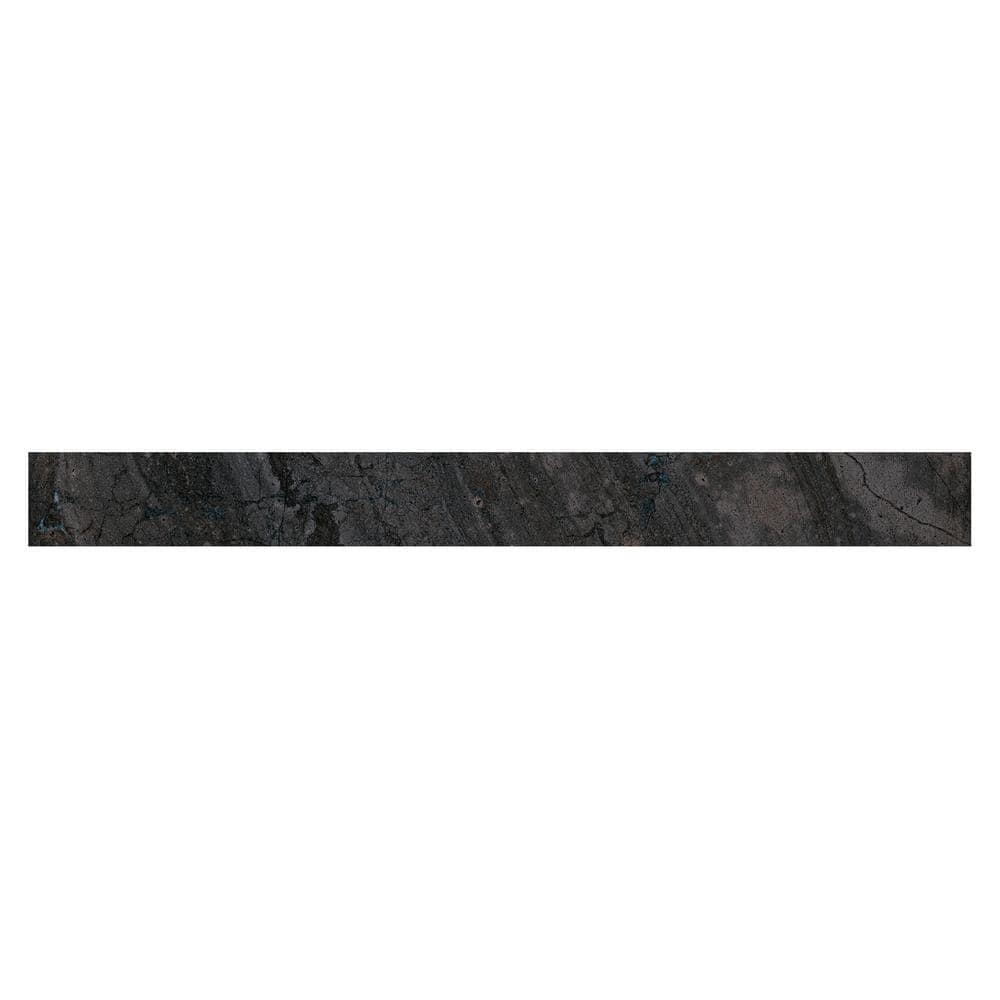 Sereno Charcoal Black 3.54 in. x 23.62 in. Matte Porcelain Bullnose Trim Tile (0.57 sq. ft./each)