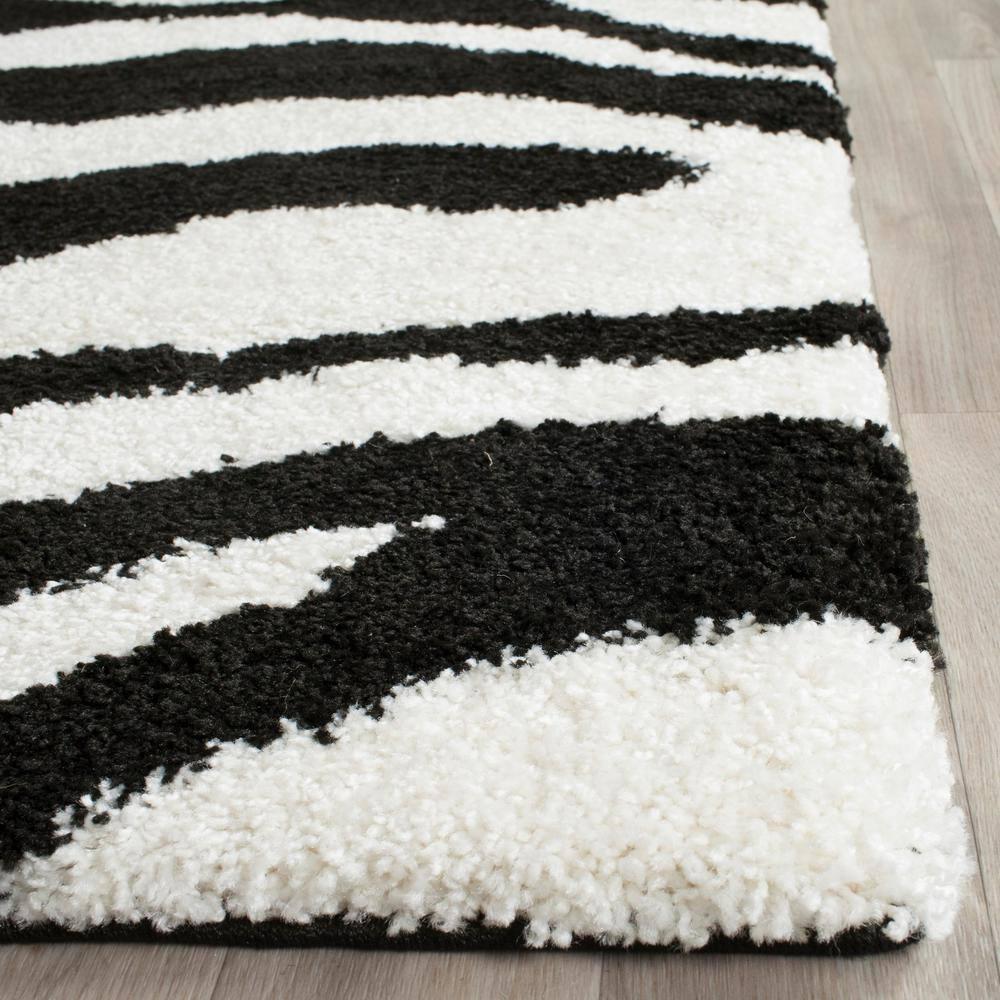 Florida Shag SG452 Power Loomed Indoor Area Rug - Ivory/Black - 5'3"x7'6" - Safavieh.