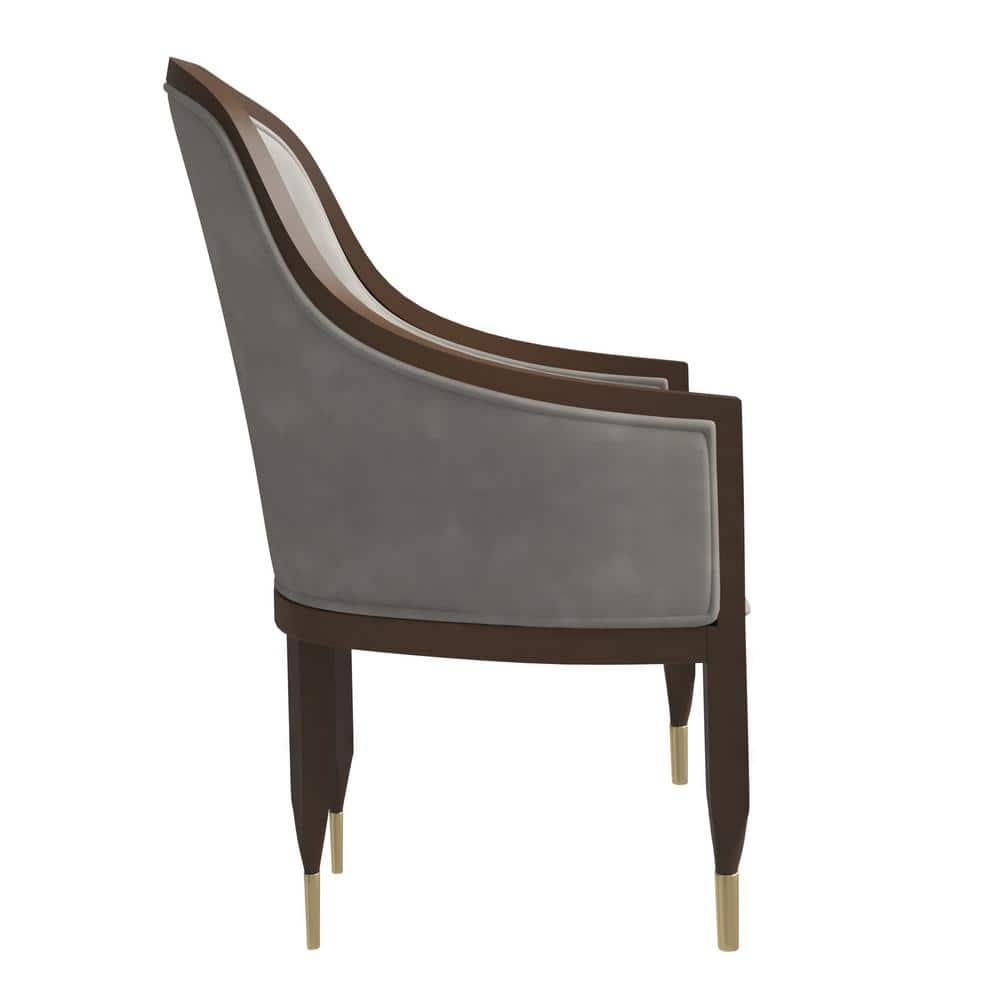 Everly Quinn Jacinto Dining Chair Upholstered In Leather With Rubberwood Frame And Legs With Gold Caps