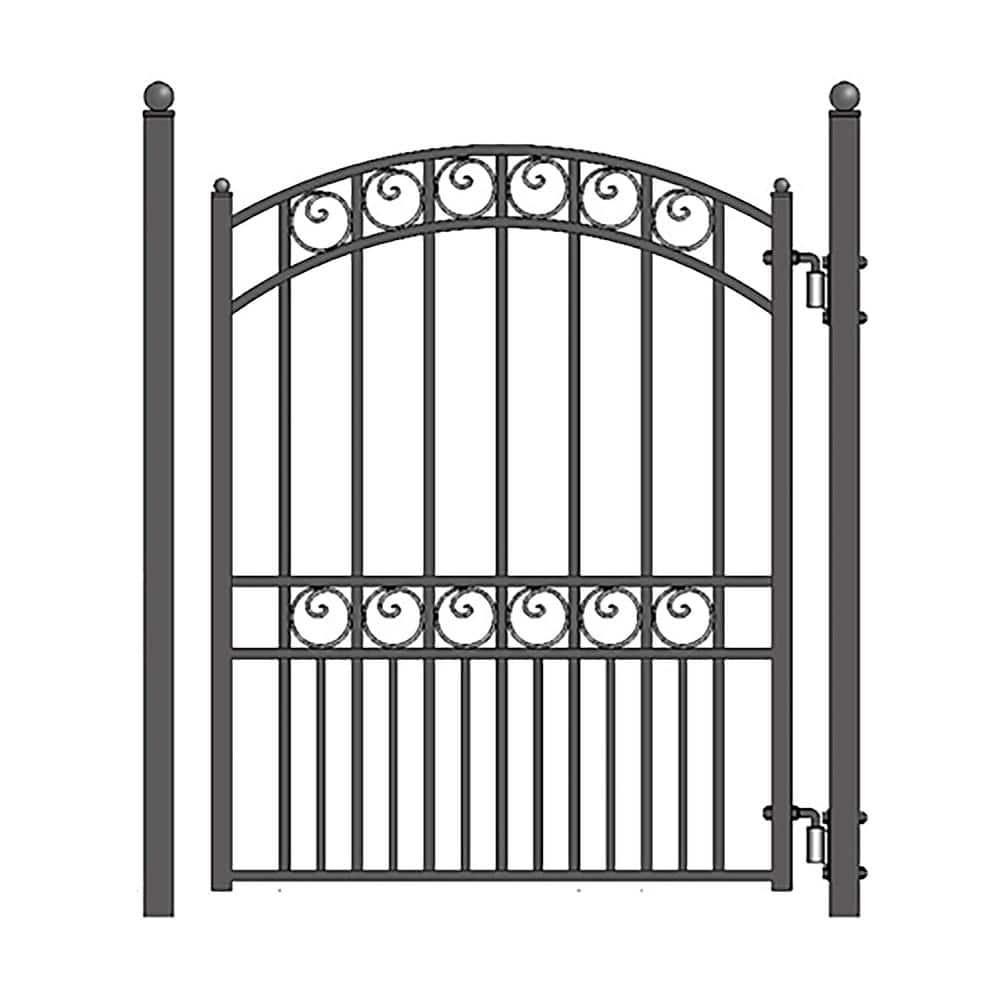 ALEKO 6 ft. H Paris Metal Driveway Dual Swing Gate with Pedestrian Gate