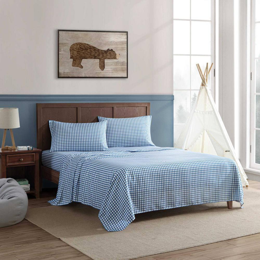 Eddie Bauer Preston Check Blue Twin Xl Sheet Set