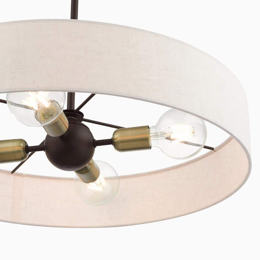 Venlo 4 Light Bronze with Antique Brass Accents Pendant