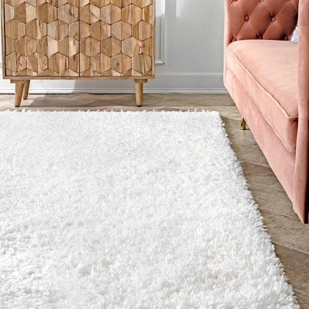 Nuloom Neva Solid 5x8 Shag Indoor Area Rug for Living Room Bedroom Dining Room Nursery, Ivory