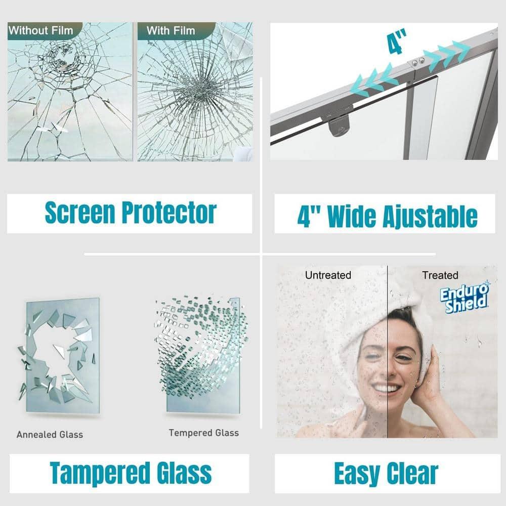 36 in.W - 72 in.H Pivot Shower Door with Clear Glass and Stainless Steel Handle