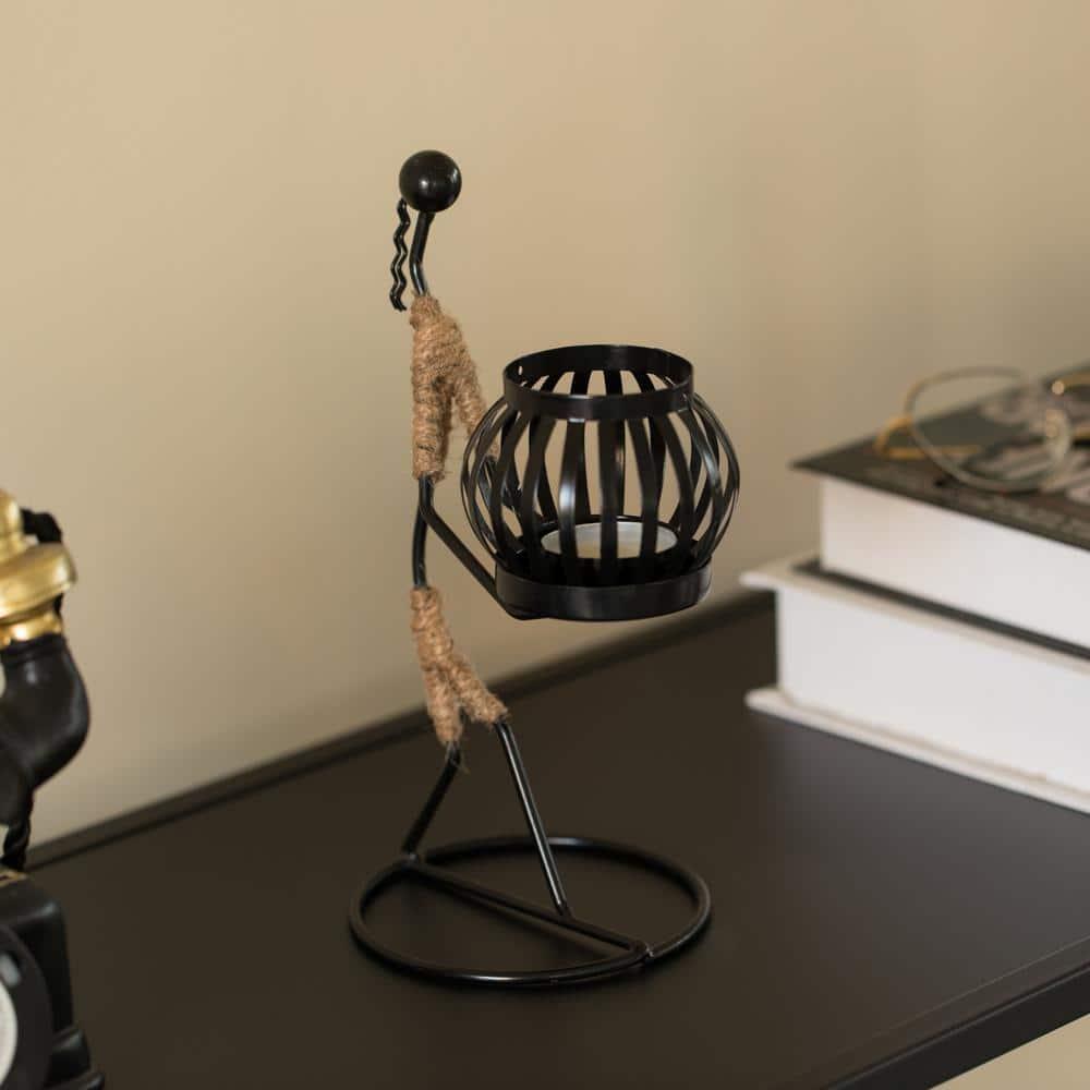 Fabulaxe Wire Figure Candle Holder Decorative Modern Tea Light Lantern Tabletop Centerpiece Candle Stand, Front Carry