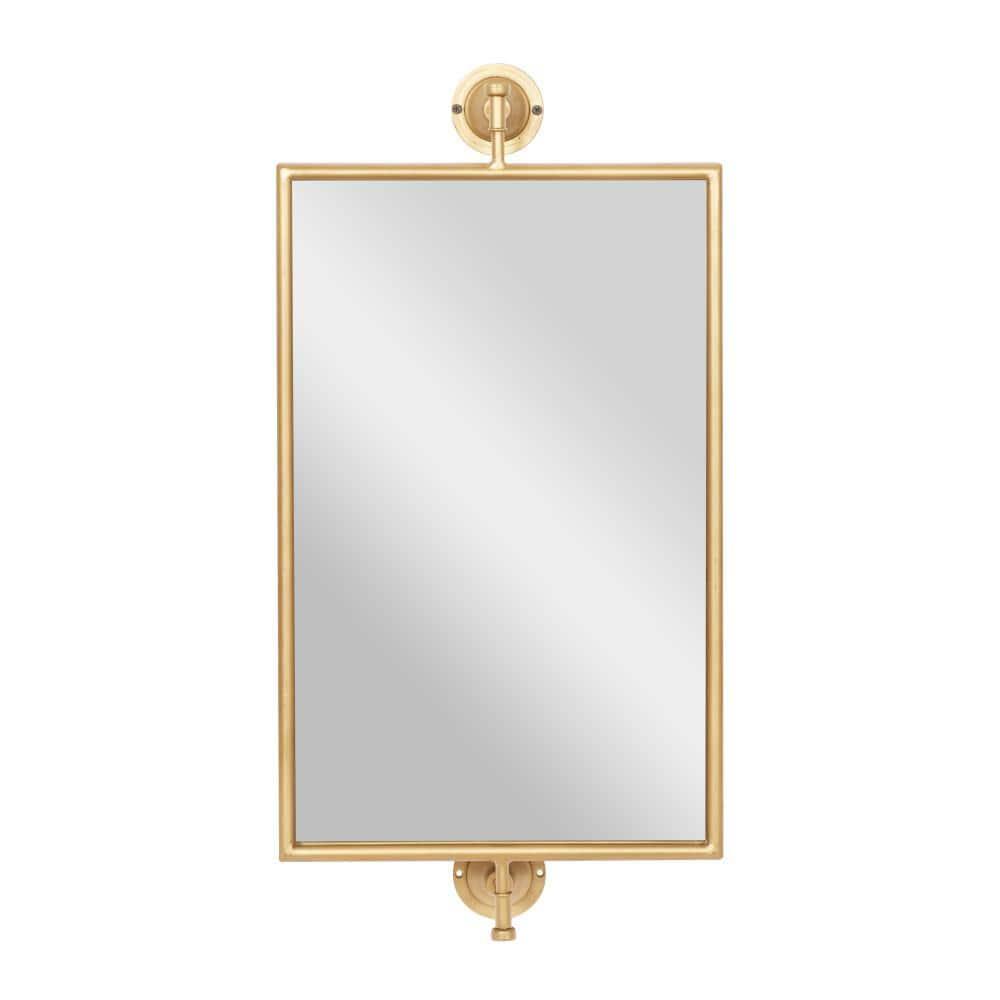 DecMode 14" x 28" Gold Dimensional Wall Mirror