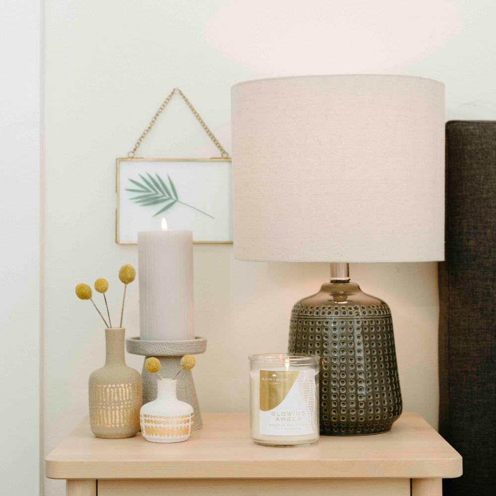 Main + Mesa Lidded Glass Candle, Glowing Amber