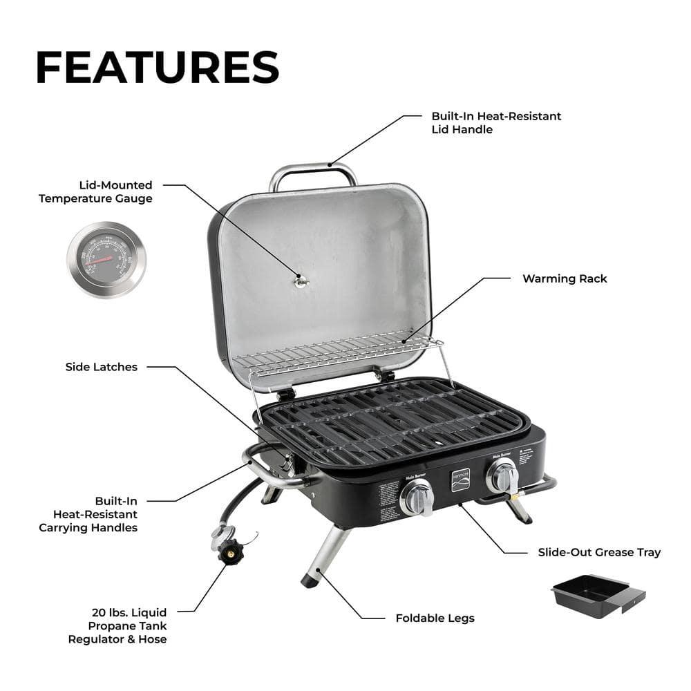 Kenmore 2-Burner Portable Tabletop Retro Gas Grill