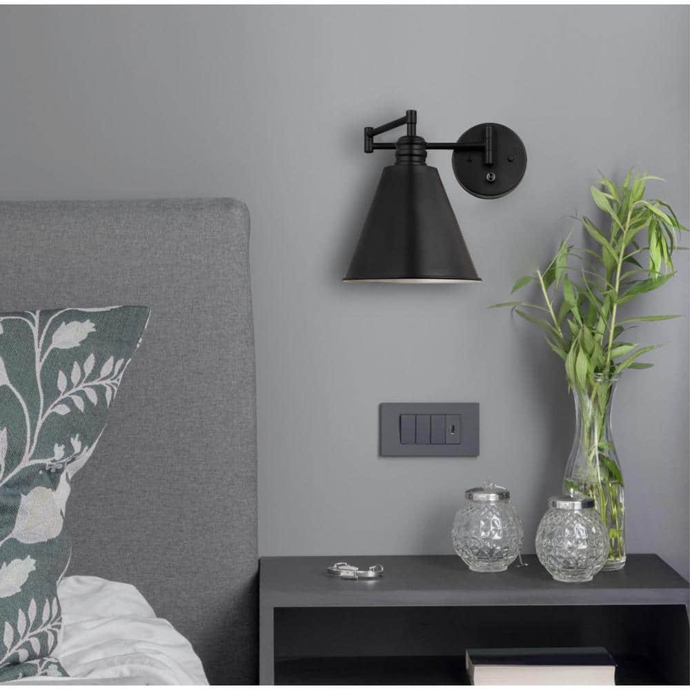 Westinghouse Lighting  Trocadero One Light Swing Arm Wall Fixture with On/Off Switch, Matte Black Finish - 1-Light